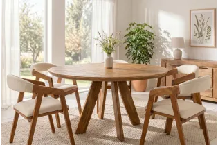 Table ronde ART WOOD Ø 140 cm en manguier massif — Adeniahome