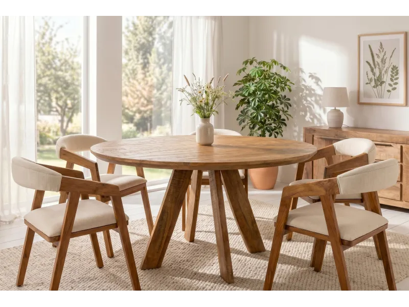 Table ronde ART WOOD Ø 140 cm en manguier massif — Adeniahome