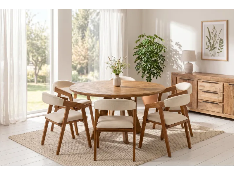 Table ronde ART WOOD Ø 140 cm en manguier massif — Adeniahome