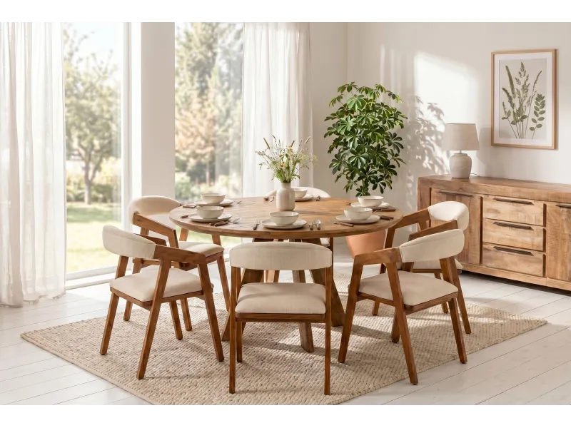 Table ronde ART WOOD Ø 140 cm en manguier massif — Adeniahome