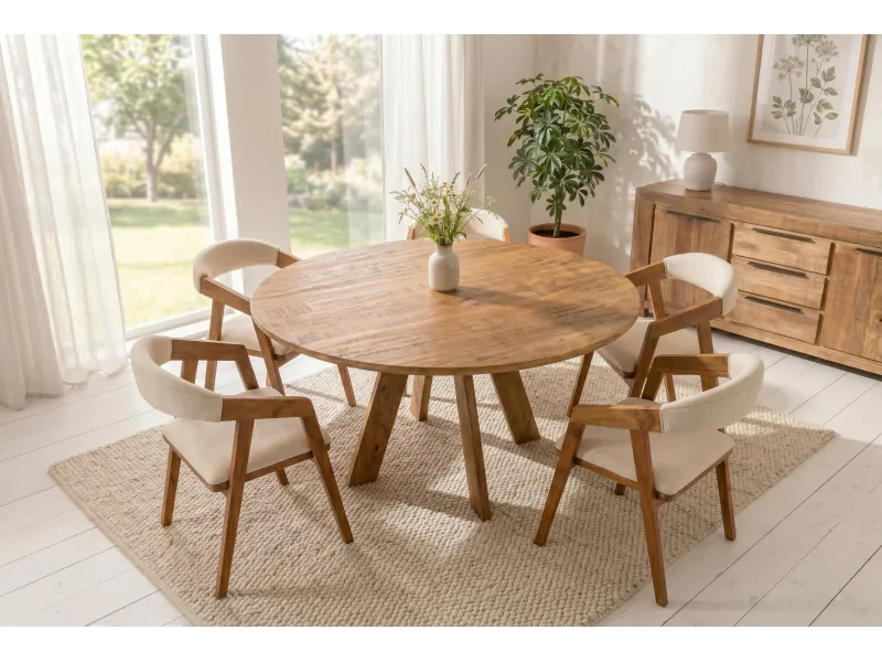 Table ronde ART WOOD Ø 140 cm en manguier massif — Adeniahome