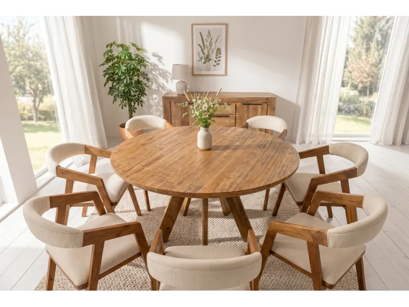Table ronde ART WOOD Ø 140 cm en manguier massif — Adeniahome