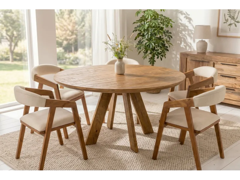 Table ronde ART WOOD Ø 140 cm en manguier massif — Adeniahome