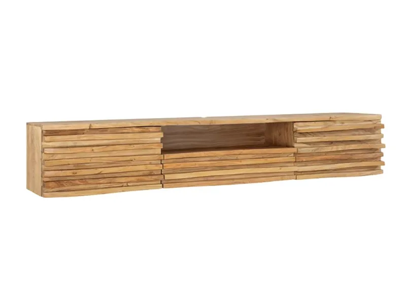 Meuble TV suspendu RELIEF 200 cm en acacia massif — Adeniahome