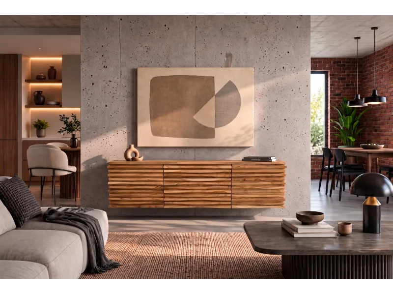 Buffet suspendu acacia massif 175 cm Relief — Adeniahome