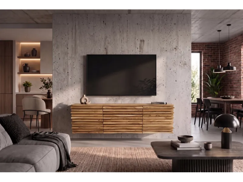 Buffet suspendu acacia massif 175 cm Relief — Adeniahome