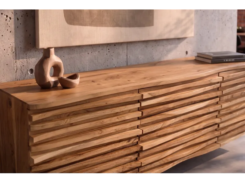 Buffet suspendu acacia massif 175 cm Relief — Adeniahome