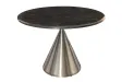 Table ronde effet marbre noir 130 cm piètement chromé — Elegancia