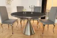 Table ronde effet marbre noir 130 cm piètement chromé — Elegancia
