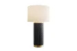 Lampe céramique noire et dorée 70 cm abat-jour blanc — Elegancia