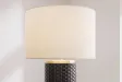 Lampe céramique noire et dorée 70 cm abat-jour blanc — Elegancia