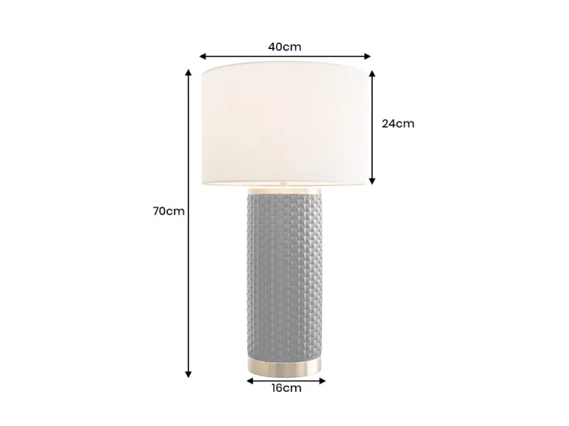 Lampe céramique noire et dorée 70 cm abat-jour blanc — Elegancia