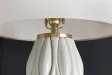 Lampe céramique blanche et dorée 65 cm abat-jour lin — Elegancia