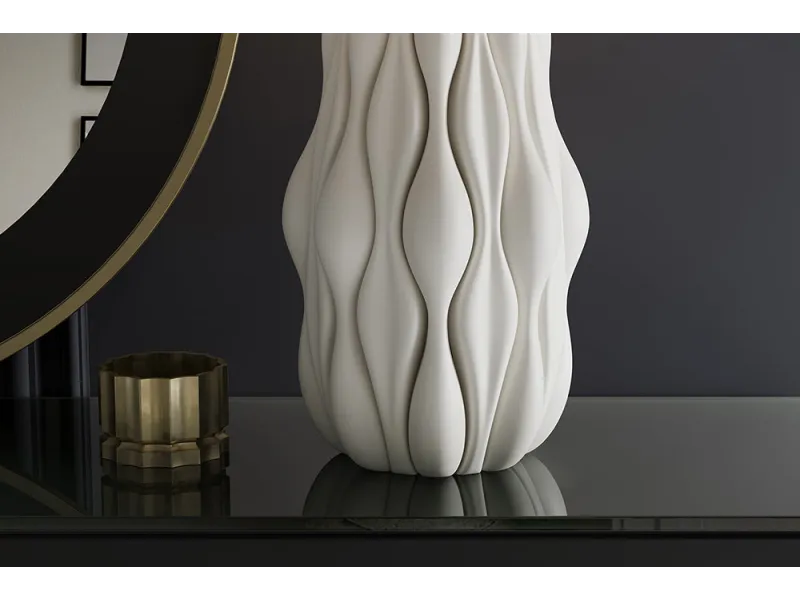 Lampe céramique blanche et dorée 65 cm abat-jour lin — Elegancia