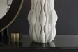 Lampe céramique blanche et dorée 65 cm abat-jour lin — Elegancia