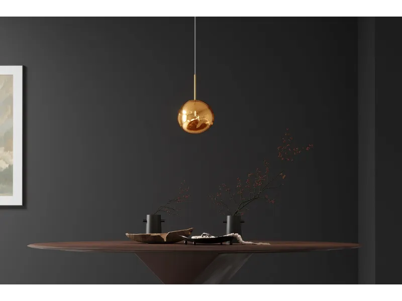 Suspension verre Liquid Diamond 20 cm or — Luminaire design élégant