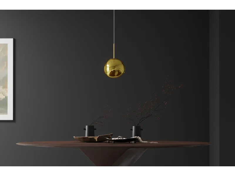 Suspension verre Liquid Diamond 20 cm or — Luminaire design élégant