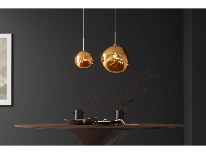 Suspension verre Liquid Diamond 20 cm or — Luminaire design élégant