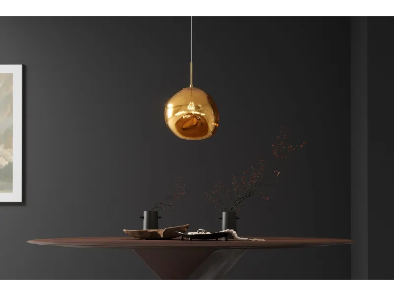 Grande suspension verre Liquid Diamond 35 cm or — Luminaire élégant