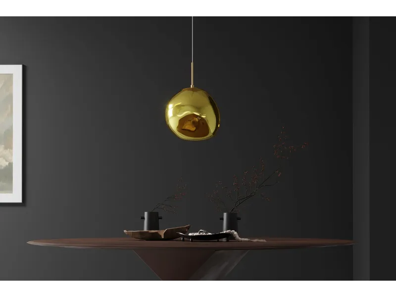 Grande suspension verre Liquid Diamond 35 cm or — Luminaire élégant