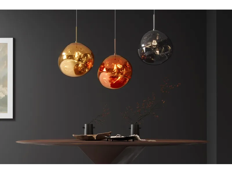 Grande suspension verre Liquid Diamond 35 cm cuivre — Luminaire