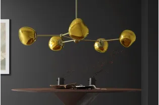 Suspension 5 globes verre doré Liquid Diamond 91 cm — Design 2