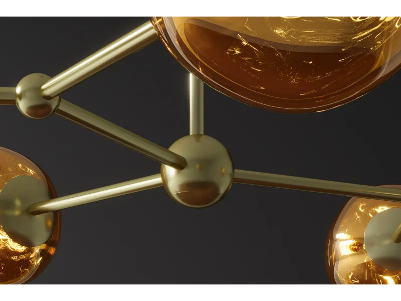Suspension 5 globes verre doré Liquid Diamond 91 cm — Design