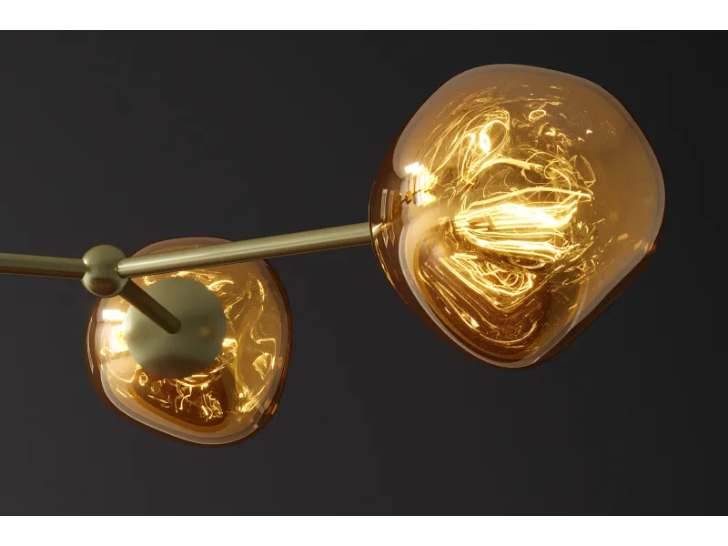 Suspension 5 globes verre doré Liquid Diamond 91 cm — Design