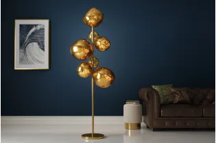 Lampadaire 7 globes verre doré Liquid Diamond 170 cm — Sculpture