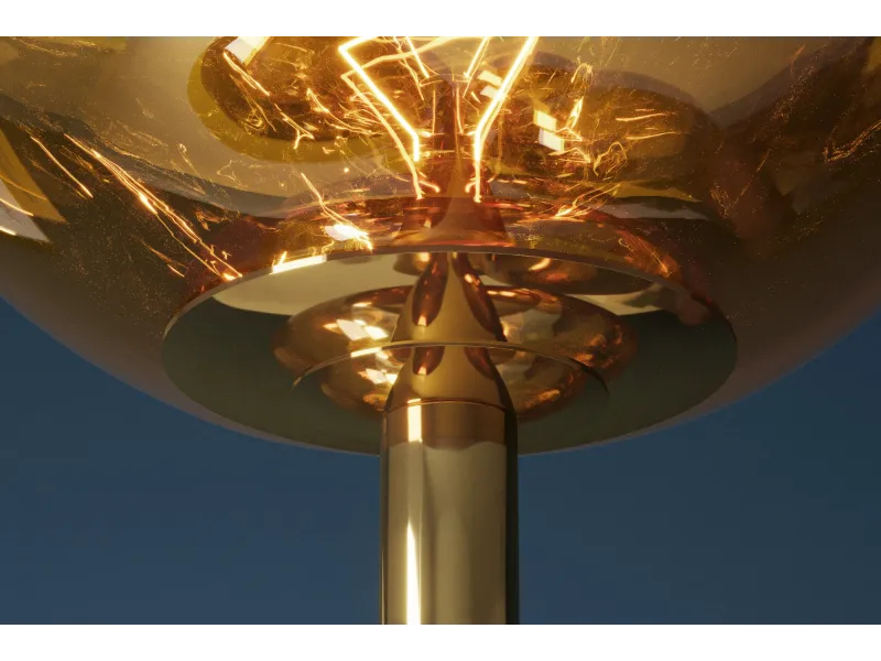 Lampadaire 7 globes verre doré Liquid Diamond 170 cm — Sculpture