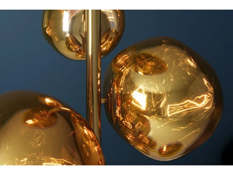 Lampadaire 7 globes verre doré Liquid Diamond 170 cm — Sculpture