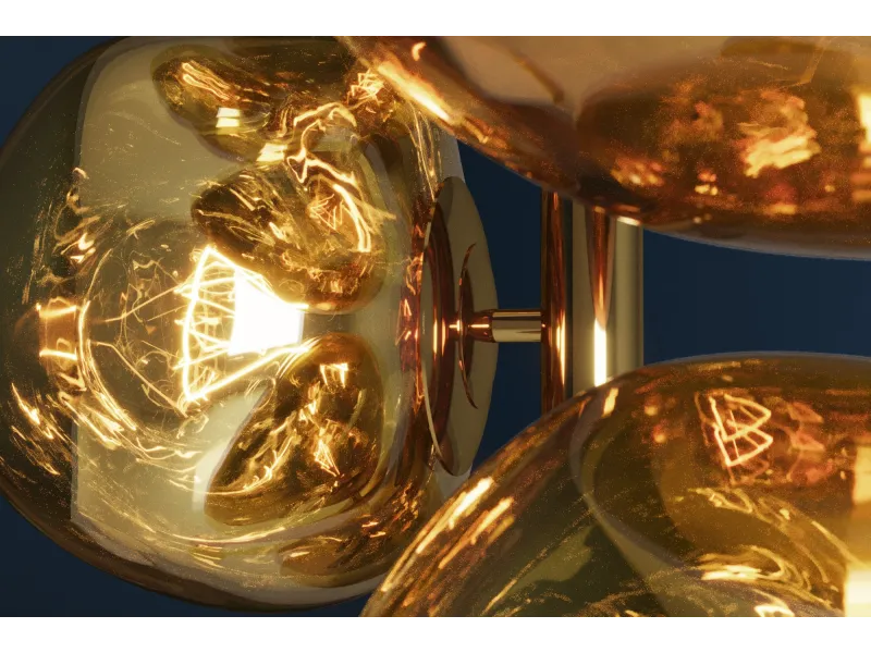 Lampadaire 7 globes verre doré Liquid Diamond 170 cm — Sculpture