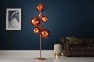 Lampadaire 7 globes verre cuivré Liquid Diamond 170 cm — Design