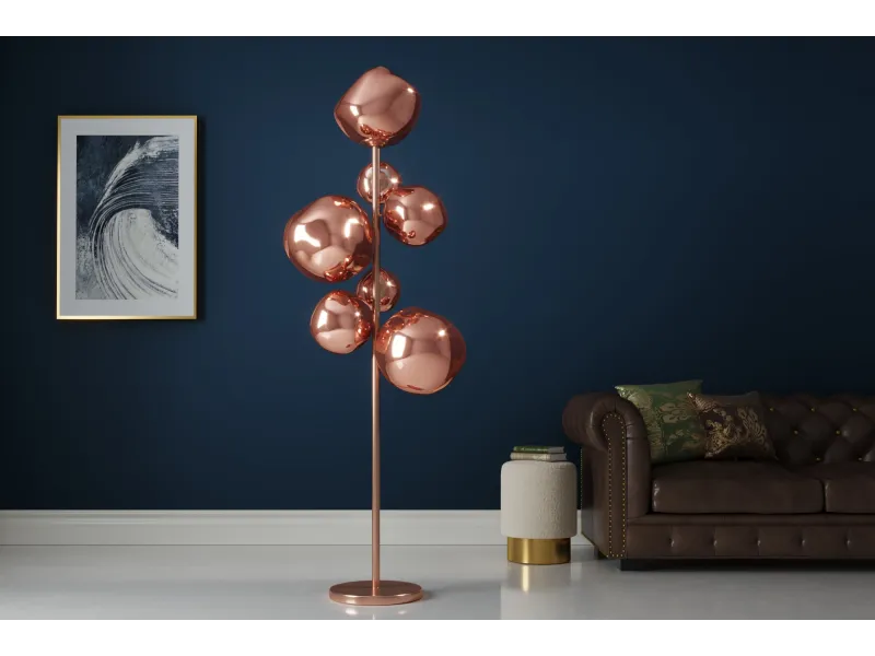 Lampadaire 7 globes verre cuivré Liquid Diamond 170 cm — Design