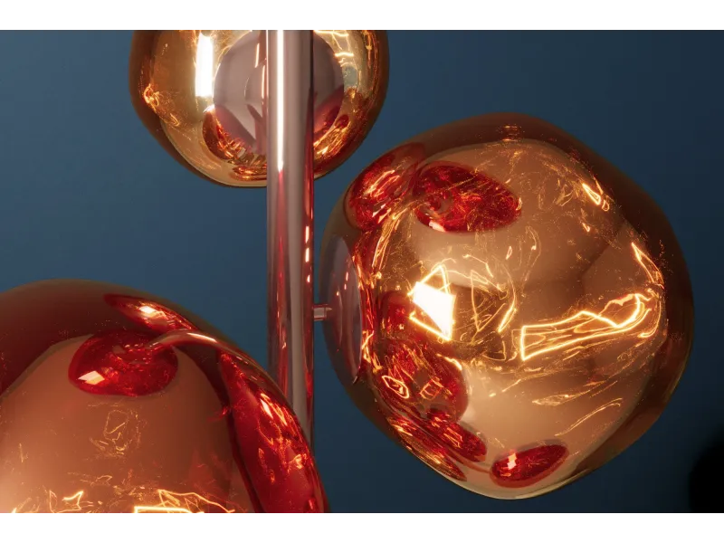 Lampadaire 7 globes verre cuivré Liquid Diamond 170 cm — Design