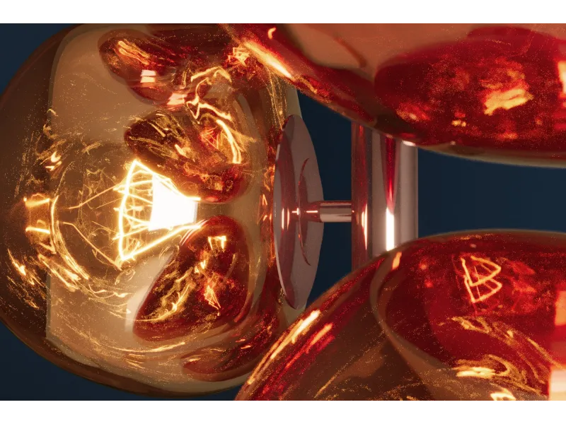 Lampadaire 7 globes verre cuivré Liquid Diamond 170 cm — Design