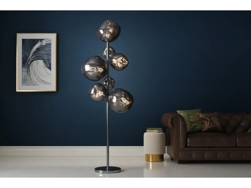 Lampadaire verre fumé gris 170 cm Liquid Diamond — 7 globes