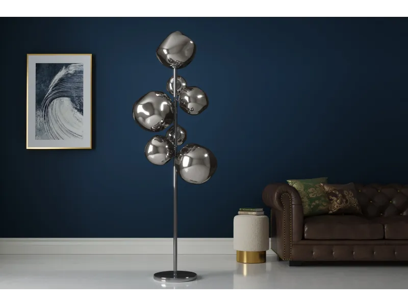 Lampadaire verre fumé gris 170 cm Liquid Diamond — 7 globes