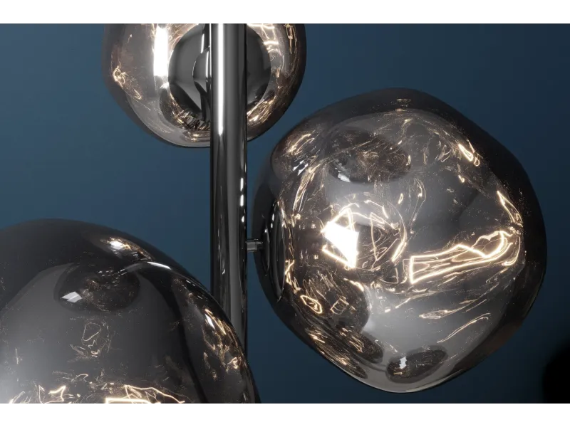 Lampadaire verre fumé gris 170 cm Liquid Diamond — 7 globes