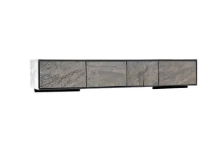 Meuble TV suspendu acacia et pierre 200 cm — Mountain Soul 2