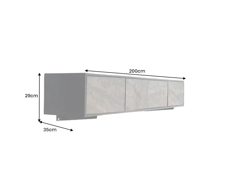 Meuble TV suspendu acacia et pierre 200 cm — Mountain Soul