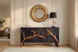 Buffet manguier massif 3D 160 cm noir brun — Collection Forest