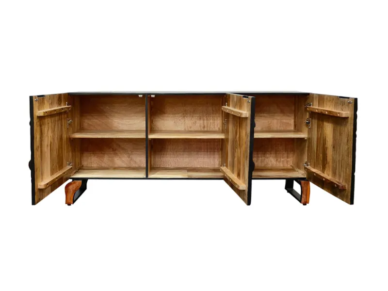 Buffet manguier massif 3D 160 cm noir brun — Collection Forest