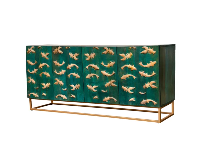 Buffet manguier 3D turquoise et or 180 cm — Golden Lagoon