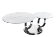 Table basse pivotante céramique marbre blanc 135 cm Dancing Rings