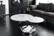 Table basse pivotante céramique marbre blanc 135 cm Dancing Rings