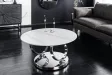 Table basse pivotante céramique marbre blanc 135 cm Dancing Rings