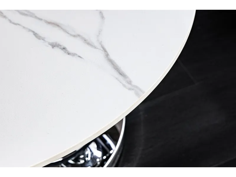 Table basse pivotante céramique marbre blanc 135 cm Dancing Rings