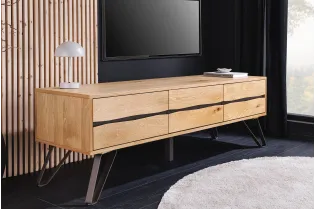 Meuble TV Living Edge 160 cm chêne sauvage — pieds noirs design