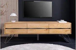 Meuble TV Living Edge 160 cm chêne sauvage — pieds noirs design 2